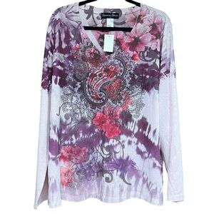 NWT Appropriate Behavior Floral Paisley Long Sleeve Top 3X